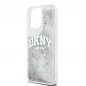 Apple iPhone 15 Pro Hülle DKNY Liquid Glitters Arch Logo Weiß 