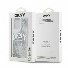 Apple iPhone 15 Pro Hülle DKNY Liquid Glitters Arch Logo Weiß 