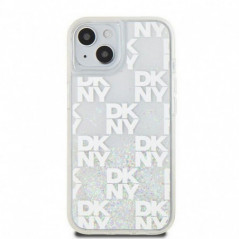 Apple iPhone 15 Hülle DKNY Liquid Glitters Checkered Pattern Weiß 