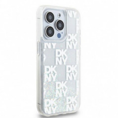 Apple iPhone 15 Pro Hülle DKNY Liquid Glitters Checkered Pattern Weiß 