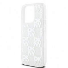 Apple iPhone 15 Pro Hülle DKNY Liquid Glitters Checkered Pattern Weiß 