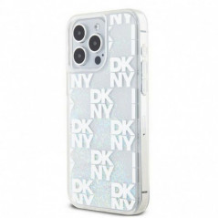 Apple iPhone 15 Pro Max Hülle DKNY Liquid Glitters Checkered Pattern Weiß