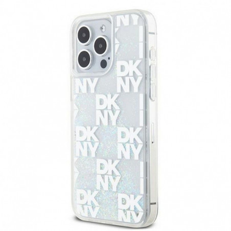 Apple iPhone 15 Pro Max Hülle DKNY Liquid Glitters Checkered Pattern Weiß