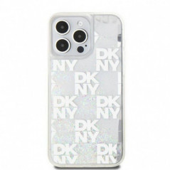 Apple iPhone 15 Pro Max Hülle DKNY Liquid Glitters Checkered Pattern Weiß 