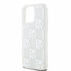 Apple iPhone 15 Pro Max Hülle DKNY Liquid Glitters Checkered Pattern Weiß 