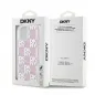 Apple iPhone 15 Hülle DKNY Liquid Glitters Checkered Pattern Rosa 