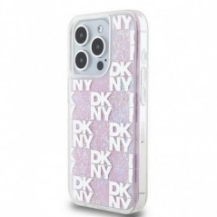 Apple iPhone 15 Pro Hülle DKNY Liquid Glitters Checkered Pattern Rosa