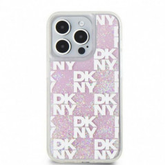 Apple iPhone 15 Pro Hülle DKNY Liquid Glitters Checkered Pattern Rosa 