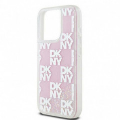 Apple iPhone 15 Pro Hülle DKNY Liquid Glitters Checkered Pattern Rosa 