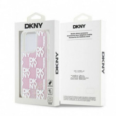 Apple iPhone 15 Pro Hülle DKNY Liquid Glitters Checkered Pattern Rosa 