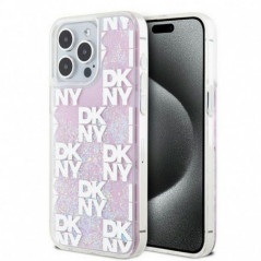 Apple iPhone 15 Pro Max Hülle DKNY Liquid Glitters Checkered Pattern Rosa