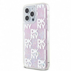 Apple iPhone 15 Pro Max Hülle DKNY Liquid Glitters Checkered Pattern Rosa