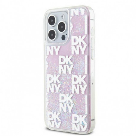 Apple iPhone 15 Pro Max Hülle DKNY Liquid Glitters Checkered Pattern Rosa 