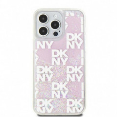 Apple iPhone 15 Pro Max Hülle DKNY Liquid Glitters Checkered Pattern Rosa 