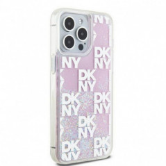 Apple iPhone 15 Pro Max Hülle DKNY Liquid Glitters Checkered Pattern Rosa 