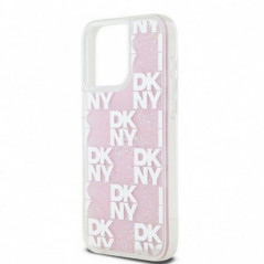 Apple iPhone 15 Pro Max Hülle DKNY Liquid Glitters Checkered Pattern Rosa 