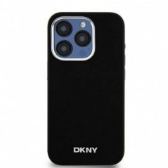 Apple iPhone 14 Pro Hülle DKNY Silicone Horizontal Metal Logo MagSAFE  Schwarz 