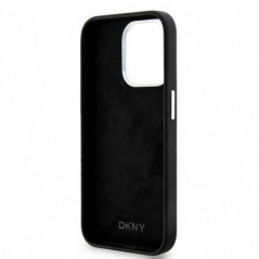 Apple iPhone 14 Pro Hülle DKNY Silicone Horizontal Metal Logo MagSAFE  Schwarz 