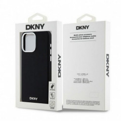 Apple iPhone 15 Pro Max Hülle DKNY Silicone Horizontal Metal Logo MagSAFE  Schwarz 