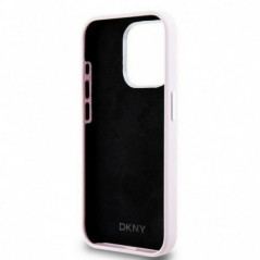 Apple iPhone 14 Pro Hülle DKNY Silicone Horizontal Metal Logo MagSAFE  Rosa 