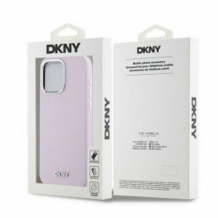 Apple iPhone 14 Pro Max Hülle DKNY Silicone Horizontal Metal Logo MagSAFE  Rosa 