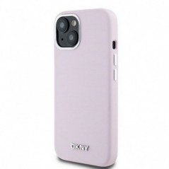 Apple iPhone 15 Hülle DKNY Silicone Horizontal Metal Logo MagSAFE  Rosa