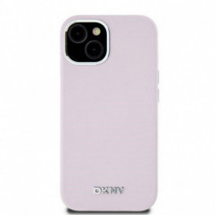 Apple iPhone 15 Hülle DKNY Silicone Horizontal Metal Logo MagSAFE  Rosa 