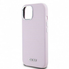 Apple iPhone 15 Hülle DKNY Silicone Horizontal Metal Logo MagSAFE  Rosa 