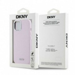 Apple iPhone 15 Hülle DKNY Silicone Horizontal Metal Logo MagSAFE  Rosa 