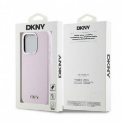 Apple iPhone 15 Pro Hülle DKNY Silicone Horizontal Metal Logo MagSAFE  Rosa 