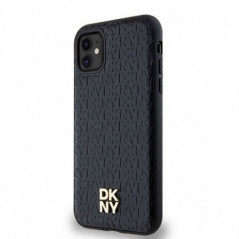 Apple iPhone 11 Hülle DKNY Pu Repeat Pattern Stack Logo MagSAFE  Schwarz