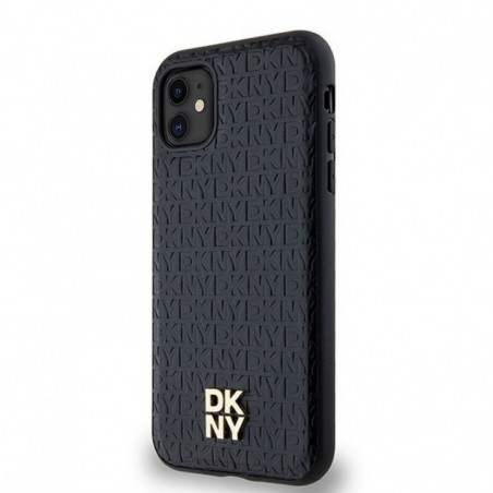 Apple iPhone 11 Hülle DKNY Pu Repeat Pattern Stack Logo MagSAFE  Schwarz 