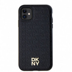 Apple iPhone 11 Hülle DKNY Pu Repeat Pattern Stack Logo MagSAFE  Schwarz 