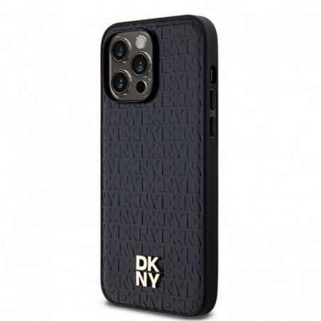 Apple iPhone 13 Pro Hülle DKNY Pu Repeat Pattern Stack Logo MagSAFE  Schwarz