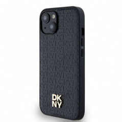 Apple iPhone 14 Hülle DKNY Pu Repeat Pattern Stack Logo MagSAFE  Schwarz