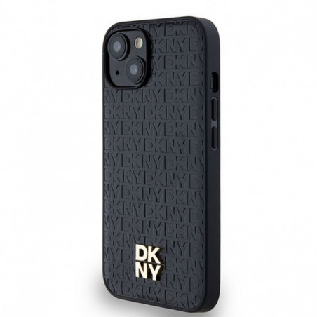 Apple iPhone 14 Hülle DKNY Pu Repeat Pattern Stack Logo MagSAFE  Schwarz