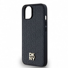 Apple iPhone 14 Hülle DKNY Pu Repeat Pattern Stack Logo MagSAFE  Schwarz 