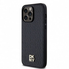 Apple iPhone 14 Pro Hülle DKNY Pu Repeat Pattern Stack Logo MagSAFE  Schwarz