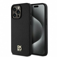 Apple iPhone 15 Pro Max Hülle DKNY Pu Repeat Pattern Stack Logo MagSAFE  Schwarz