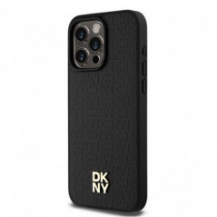 Apple iPhone 15 Pro Max Hülle DKNY Pu Repeat Pattern Stack Logo MagSAFE  Schwarz