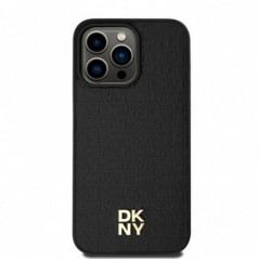 Apple iPhone 15 Pro Max Hülle DKNY Pu Repeat Pattern Stack Logo MagSAFE  Schwarz 