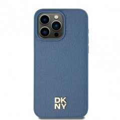 Apple iPhone 15 Hülle DKNY Pu Repeat Pattern Stack Logo MagSAFE  Blau