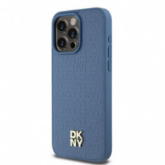 Apple iPhone 15 Pro Max Hülle DKNY Pu Repeat Pattern Stack Logo MagSAFE  Blau