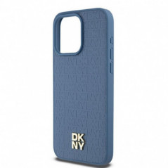 Apple iPhone 15 Pro Max Hülle DKNY Pu Repeat Pattern Stack Logo MagSAFE  Blau 