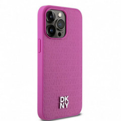 Apple iPhone 15 Pro Max Hülle DKNY Pu Repeat Pattern Stack Logo MagSAFE  Rosa 