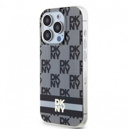 Apple iPhone 13 Pro Hülle DKNY Checkered Pattern Printed Stripes MagSAFE  Schwarz