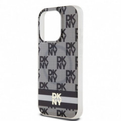 Apple iPhone 13 Pro Hülle DKNY Checkered Pattern Printed Stripes MagSAFE  Schwarz 