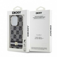 Apple iPhone 13 Pro Hülle DKNY Checkered Pattern Printed Stripes MagSAFE  Schwarz 