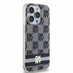 Apple iPhone 13 Pro Max Hülle DKNY Checkered Pattern Printed Stripes MagSAFE  Schwarz 