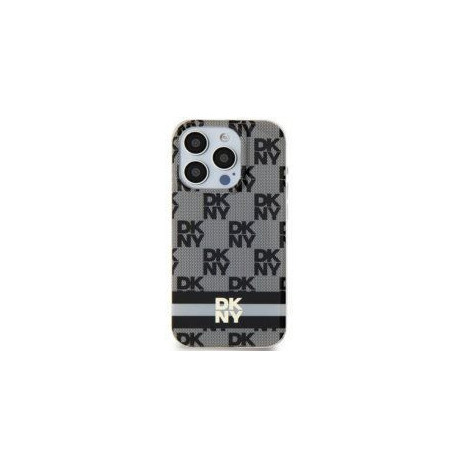 Apple iPhone 15 Hülle DKNY Checkered Pattern Printed Stripes MagSAFE  Schwarz